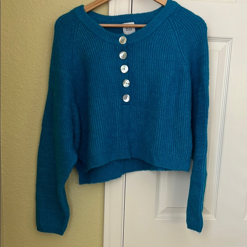 Urban Outfitters Blue Button-Up Sweater